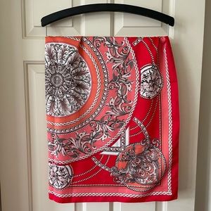 Gorgeous red orange scarf with design